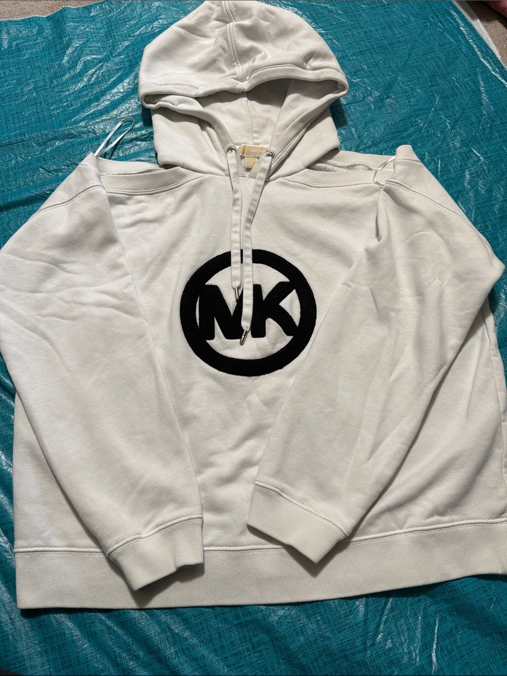 Michael Kors White Hoodie with Black MK Logo
